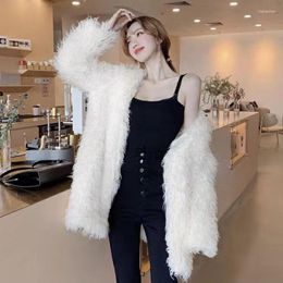 Women's Fur Winter Korean Lamb Wool Imitation Coat Women's Middle And Long Slim Fit Thin Tan Temperament Fashion