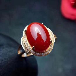 Cluster Rings Natural Red Coral Gemstone Fashion Ring For Women Real 925 Sterling Silver Fine Weddings Jewelry MeiBaPJ FS