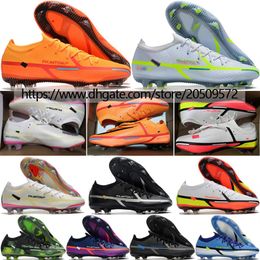 Send With Bag Football Boots Phantom GT2 Elite FG Mens Top Quality Firm Ground Low Soccer Cleats White Gold Black Purple Blue Oran293f