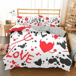 Sets de ropa de cama Love Heart Divet Set King Size Black Red Spot Flecha de poliéster Twin de poliéster para adolescentes parejas
