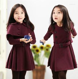 Clothing Sets 2022 Spring Children's Clothes Girls Solid Long Sleeve Girl Suits For Kids Suit Princess Dress Cape 2 Pieces Outfits