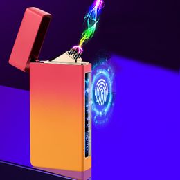 COOL Colourful Zinc Alloy Double ARC Lighter USB Built Battery Charging Portable Windproof Dry Herb Tobacco Cigarette Cigar Smoking Pocket Lighters Holder