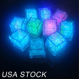 LED Ice Cubes Light Water-Activated Flash Luminous Cube Lights Glowing Induction Wedding Birthday Bars Drink Decor usalights
