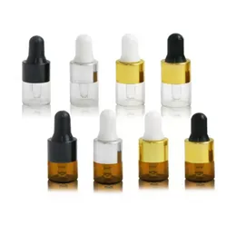 1ML Empty Clear Amber Glass Dropper Bottle Portable Refillable Aromatherapy Esstenial Oil vials