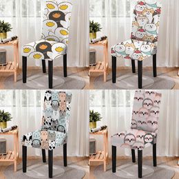 Chair Covers Colorful Cute Animal Print Stretch Cover High Back Dustproof Home Dining Room Decor Chairs Living Lounge