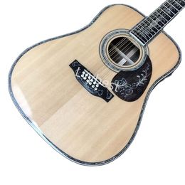 Lvybest Electric Guitar Custom 41 Inch 12 Strings Dreadnought Aaaaa All Solid Spruce Wood Acoustic Guitar