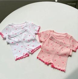 Clothing Sets 2022 Korea Style Girls Boys 2 Pcs Set Floral T Shirt Shorts Summer Cotton Kids Suit 0-3 Years OO837