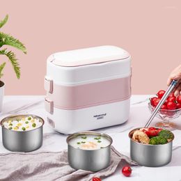 Dinnerware Sets Multifunctional Electric Heating Lunch Box Mini Double-layer Can Be Plugged Into Cooking Rice For Office Workers Bento Boxes