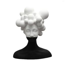 Decorative Figurines Abstract Figure Sculpture Resin Handicraft Ornaments Black And White Mosaic Woman Figurine Human Head Statue Home