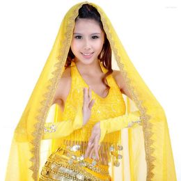 Stage Wear 12 Colors Sari Dancewear India Belly Dance Clothes Wrap Head Scarf Chiffon Lace Headpiece Bollywood Veils