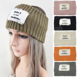 Autumn Winter Women Headband Solid Colour Wide Turban Knitted Hairband Girls Makeup Elastic Hair Bands Accessories Headwrap