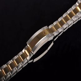 20mm New Middle Half Gold Two Tone Polished Brushed 316L Solid Stainless Steel Metal Curved End Watch Band Belt Strap Bracelets291R