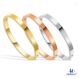 Bangle Customize Fashion Classic Stainless Steel 6mm Cuff Bracelets Bangles For Women Couple Lover Charm Jewelry Gifts