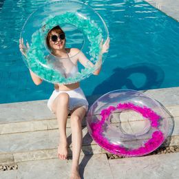 Life Vest Buoy Beautiful Swimming Floating Saver Feather Summer Feather Swim Ring Swimming Circle Beach Swim Circle Float Water Pool Party T221214