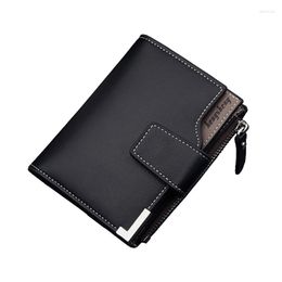 Wallets Korean Casual Men's Wallet Vertical Multifunctional Zipper Buckle Tri-fold Coin Purse Trend