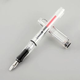 calligraphy fountain pen plastic Transparent Clear Piston Filling 8 kinds of thick and thin nibs Printing logo