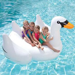 Life Vest Buoy 150cm 60inch Giant Swan Pool Float For Adult Children Baby Ride-On Swimming Ring Party Holiday Water Fun Toys Air Mattress boia T221214