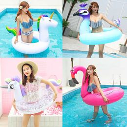 Life Vest Buoy Rooxin Unicorn Flamingo Inflatable Circle Pool Float Swimming Ring for Adult Kids Thick PVC Rubber Ring for Beach Pool Party Toy T221214