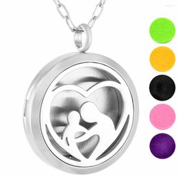 Pendant Necklaces IJP0158 Mom And Baby In One Heart Perfumed Necklace For Young Living