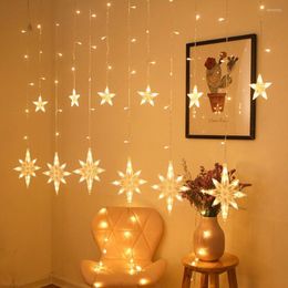 Strings 3.5M 138LED North Star LED Curtain String Light Christmas Ramadan Garland Decor Wedding Party Holiday Window Fairy Lights