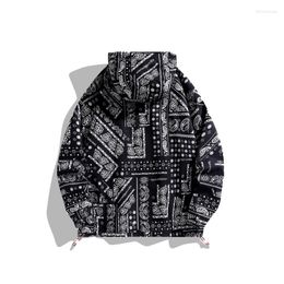 Men's Jackets Jacket Men Mens Autumn Cashew Flowers Windbreakers Hip Hop Japanese Streetwear Black Coats Male For