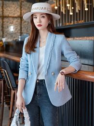 Women's Suits Women Casual Blazer Fashion Ladies Jacket Pink White Blue Female Slim Long Sleeve Single Breasted Coat Office Outwear