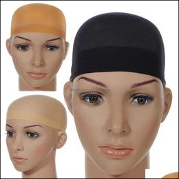 Wig Caps 2Pcs Hair Mesh Cap Nets Liner Hairnet Snood Glueless Dome Stretchable Elastic Net Drop Delivery Products Accessories Dhybv
