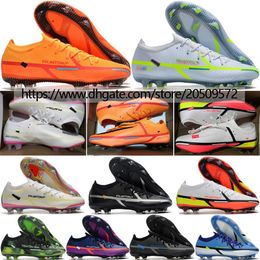 Send With Bag Football Boots Phantom GT2 Elite FG Mens Top Quality Firm Ground Low Soccer Cleats White Gold Black Purple Blue Oran3470