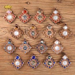 Pendant Necklaces King Gemstone Pendants Wood Tribal Style Carving Decorative Pattern Lapis Lazuli Labradorite Wholesale