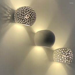 Wall Lamp Indoor Gypsum Modern White Plaster Bedroom Living Room Bedside Decoration Sconce Atmosphere Wall-mounted LED Lighting