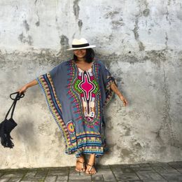 2017 Summer tradicional ropa étnica africana Mujeres Africaine estampado Dashiki Batwing Manga Vestida African Clothen Bazin RI221C