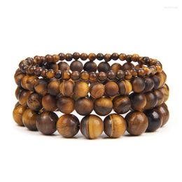 Strand Natural Gold Colour Matte Tiger Eye Gem Stone Bracelet Reiki Healing Energy Mala Yoga Meditation Jewellery Man Woman Gift