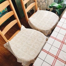 Pillow 1pc Imitation Handmade Crochet Lace Dining Chair For 4-seasons Trapezoid Shape 42 42cm