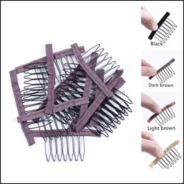 Hair Extension Clips 24 Pcs/Lot 4 Colours Lace Wig Steel 7 Tooth Polyester Durable Cloth Combs For Hairpiece Caps Accessories Tools D Dhmzc