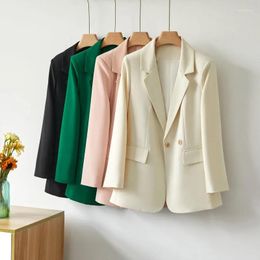 Women's Suits Spring Autumn Women Chic Office Lady Pink Green Blazer Coat Long Sleeve Ladies Outerwear Stylish Tops Female Jacket Oversize