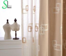 Curtain Box Cotton Stereo Collocation Embroidered Korean Geometric Curtains Cortinas Living Room Sheer Tulle Kitchen Modern