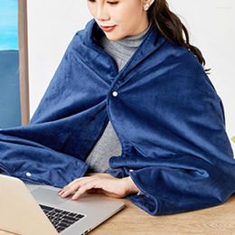 Blankets 1 Set Heating Blanket Button Design 3 Level Thicker Flannel Plush Warm Electric Shawl For Home