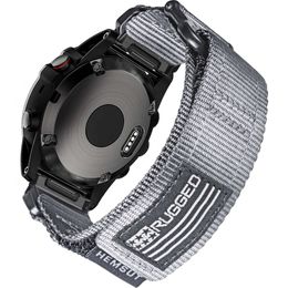 Sehen Sie sich Bands Easyfit Gray Garmin Watch Band Super Rugged Nylon Gurt gewebtes Schleifen Design für Fenix ​​Forerunner vivoactive 20mm 22mm 26mm T221213