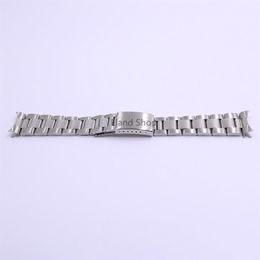 CARLYWET 19 20mm Stainless Steel Silver Middle Polish Hollow Curved End Solid Screw Links Watch Band Strap Old Style Bracelet235q