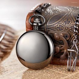 Pocket Watches Vintage Black Automatic Mechanical Watch Men Mirror Case Skeleton Digital Dial Classic Clock Women FOB Chain Reloj Hombre