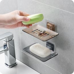 Bath Accessory Set Soap Rack No Drilling Wall Mounted Double Layer Holder Sponge Dish Bathroom Accessories Dishes Self Adhesive