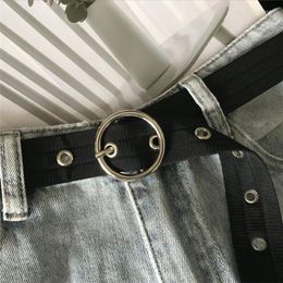 Belts Black Round Buckle Luxury Designer Canvas Belt For Women Men Jeans Students Pants Straps Ladies Girls Waistband