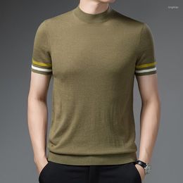 Men's T Shirts 4 Seasons Dress Jacquard Short Sleeve Knit T-Shirt Men Quality Slim Street Wear Mens Brand O-Neck Camisetas Hombre M-4XL
