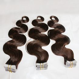 12-28 inches 2.5Gram pc tape on hair Body Wave Full Head 100pcs lot Brazilian Hair Skin weft hairs extensions natural Black Colour