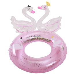 Life Vest Buoy Sequins3D Swan Inflatable Pool Swimming Ring Baby Infant Float Swimming Circle Pool Party Toys for 2-9 Years Old Kids Children T221214