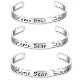 Bangle 2-4 Mama Bears Bracelets Stainless Steel Cute Animal Cuff Engraved Handmade Mantra For Women Gifts