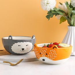 Bowls Cartoon Ceramic Cutlery Bowl Cute Animal Shape Salad Microwave Heating Easy Clean Plate Kitchen