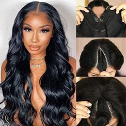 12A Body Wave V Part Wig Human Hair No Leave Out Upgrade U Parts Wigs Hair Small Lace Front wet wavy for Black Women 14inch