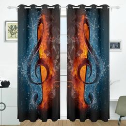 Curtain Water And Fire Musical Note Curtains Drapes Panels Darkening Blackout Grommet Room Divider For Patio Window Sliding Glass Door