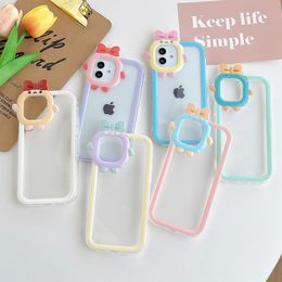 Cute 3D Animal Lens Phone Cases Color Border Girly Women Phone Back Cover For iPhone 14 13 12 11 Pro Xs Max Xr 7 8 Plus